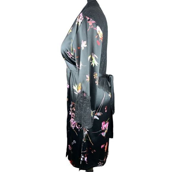 Victorias secrets VS floral black lace chantilly kimono robe M/L sexy - Picture 5 of 9